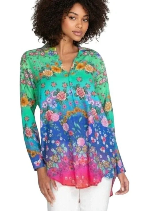 Johnny Was Rainbow Ombré Floral Tunic - Picture 1 of 4